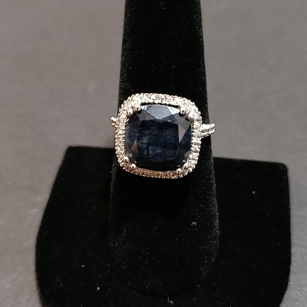 * Black & White CZ Ring .925 Sterling Silver